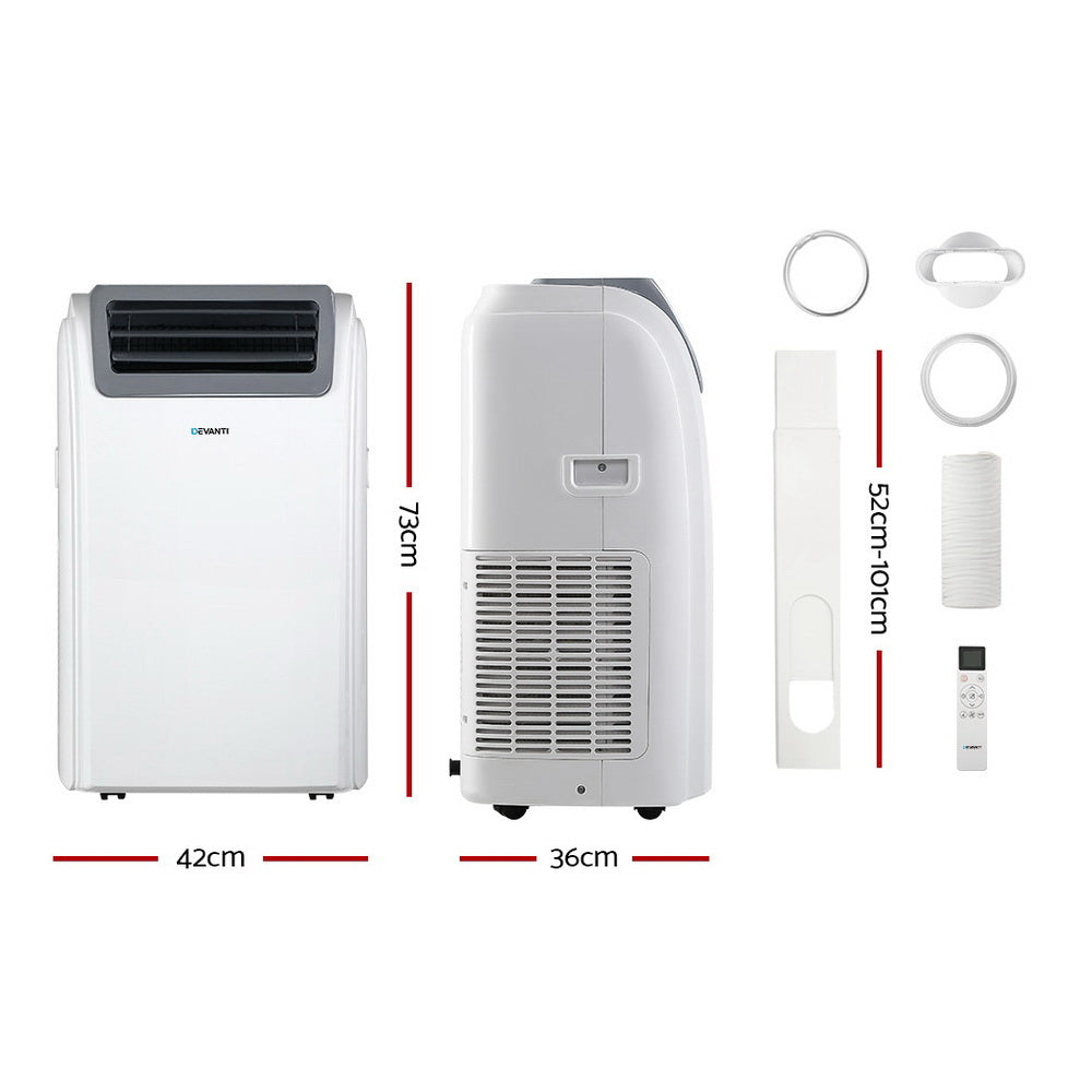 Devanti Portable Air Conditioner Cooling Mobile Fan Cooler Dehumidifier Window Kit White 3300W-Appliances &gt; Air Conditioners-PEROZ Accessories