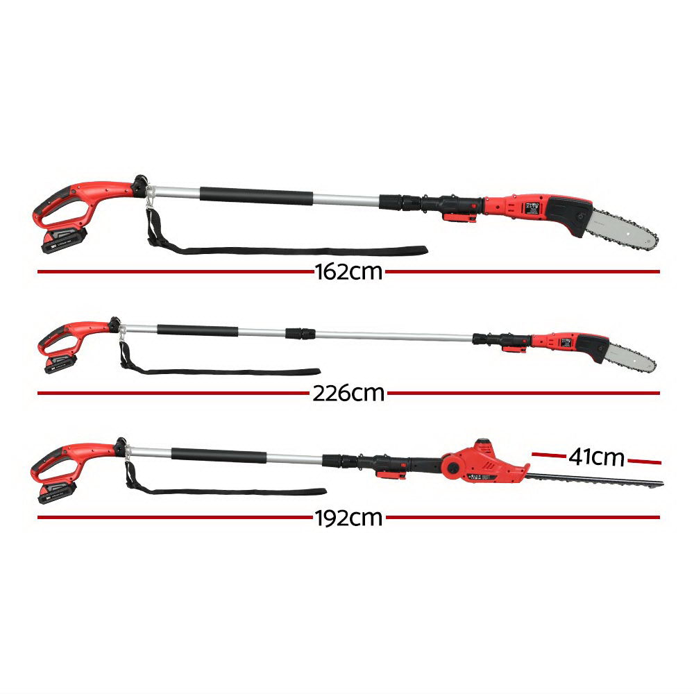 Giantz Cordless Pole Chainsaw Hedge Trimmer Saw 20V Electric Lithium Battery-Tools &gt; Industrial Tools-PEROZ Accessories