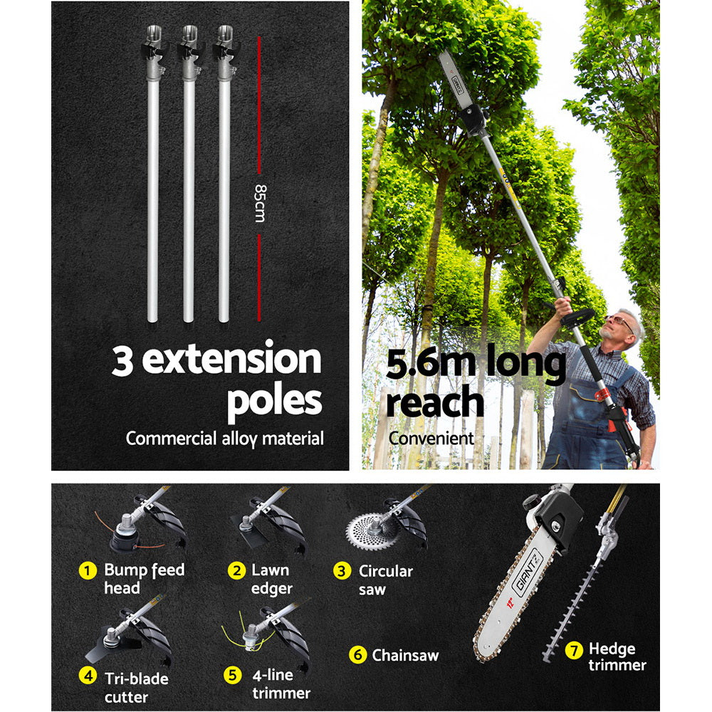 Giantz Petrol Pole Chainsaw Brush Cutter Whipper Snipper Hedge Trimmer Pruner-Tools &gt; Power Tools-PEROZ Accessories