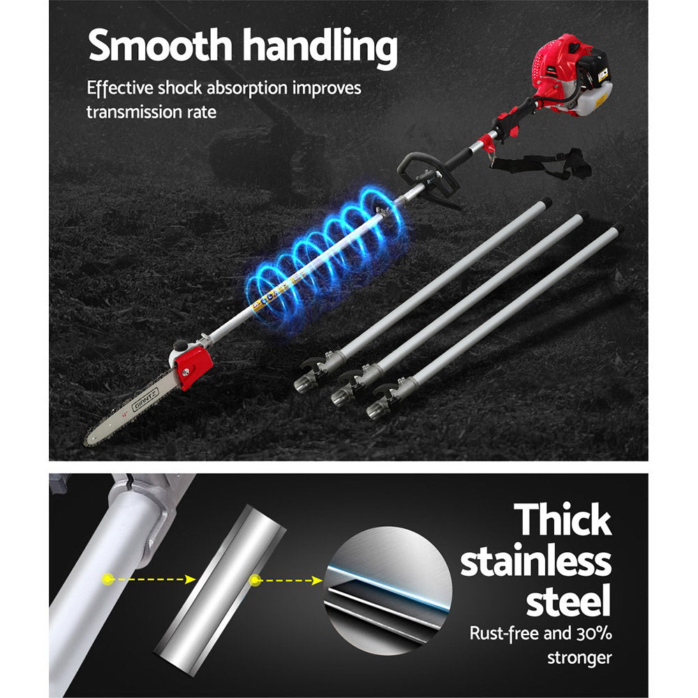 Giantz Petrol Pole Chainsaw Brush Cutter Whipper Grass Hedge Trimmer Pruner-Tools &gt; Power Tools-PEROZ Accessories