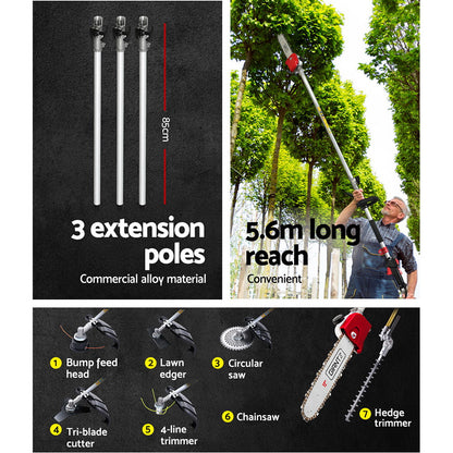 Giantz Petrol Pole Chainsaw Brush Cutter Whipper Grass Hedge Trimmer Pruner-Tools &gt; Power Tools-PEROZ Accessories