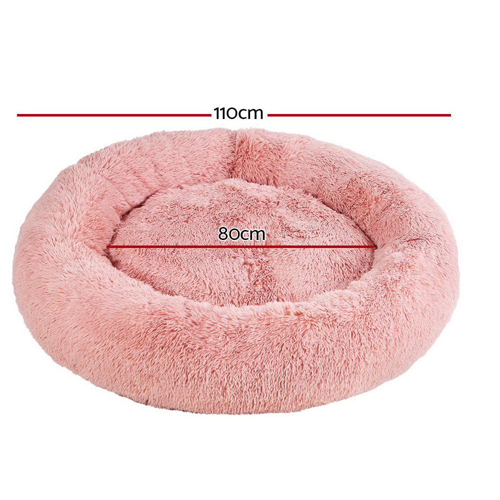 i.Pet Pet Bed Dog Cat 110cm Calming Extra Large Soft Plush Pink-Pet Beds-PEROZ Accessories