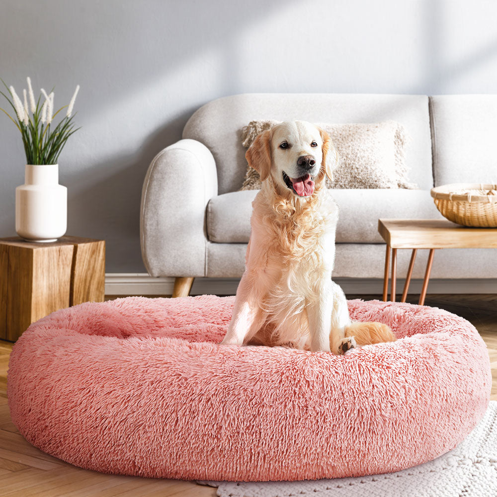 i.Pet Pet Bed Dog Cat 110cm Calming Extra Large Soft Plush Pink-Pet Beds-PEROZ Accessories
