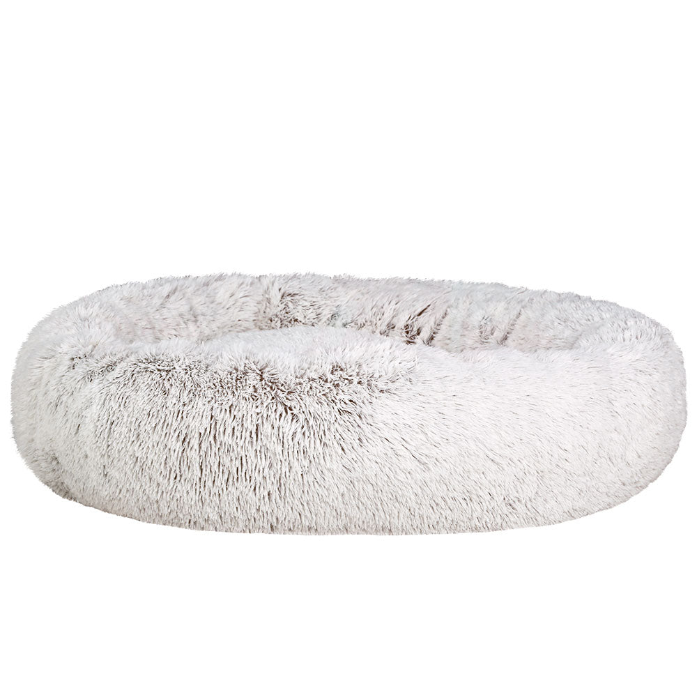 i.Pet Pet Bed Dog Cat 110cm Calming Extra Large Soft Plush White Brown-Pet Beds-PEROZ Accessories