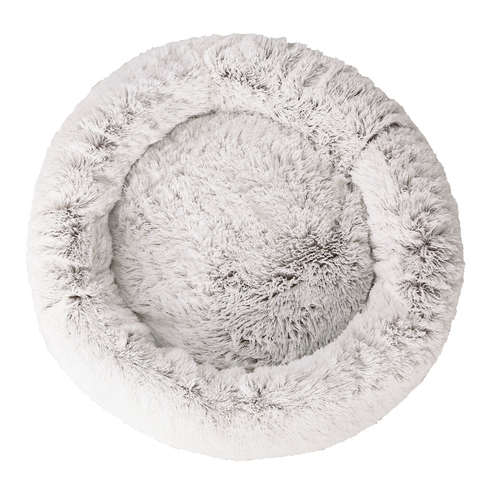 i.Pet Pet Bed Dog Cat 110cm Calming Extra Large Soft Plush White Brown-Pet Beds-PEROZ Accessories