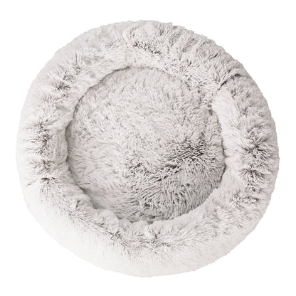 i.Pet Pet Bed Dog Cat 110cm Calming Extra Large Soft Plush White Brown-Pet Beds-PEROZ Accessories