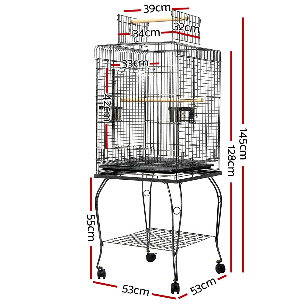 i.Pet Large Bird Cage with Perch - Black-Pet Care &gt; Bird-PEROZ Accessories