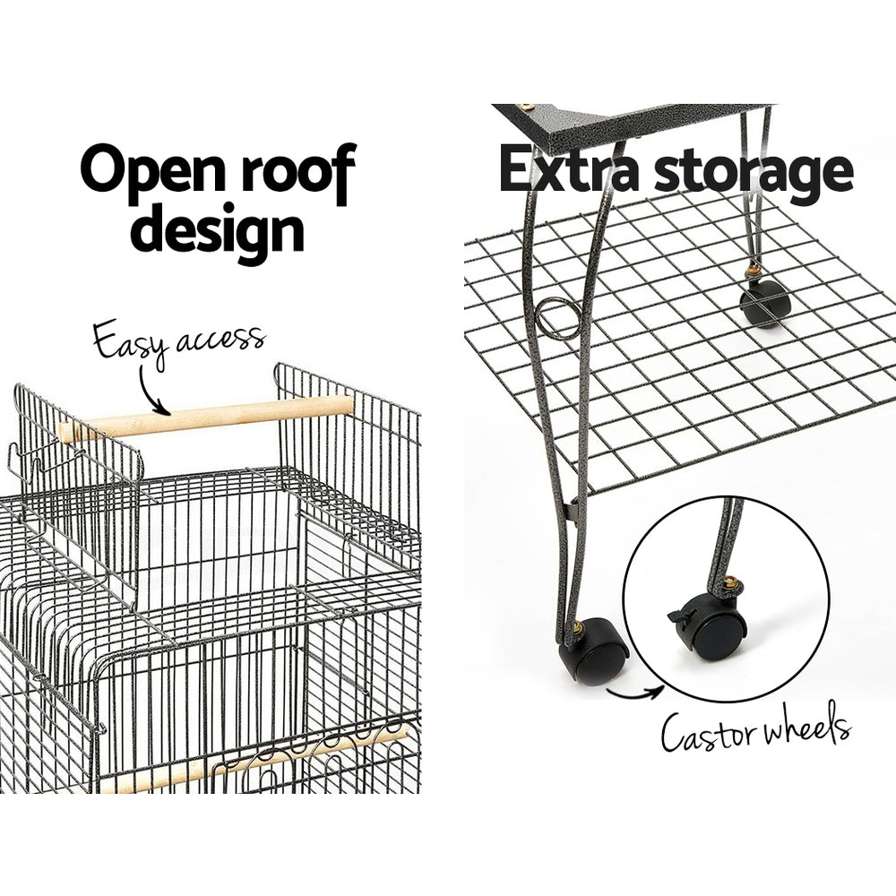 i.Pet Large Bird Cage with Perch - Black-Pet Care &gt; Bird-PEROZ Accessories