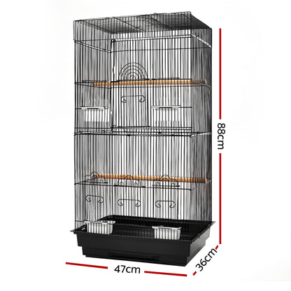 i.Pet Medium Bird Cage with Perch - Black-Pet Care &gt; Bird-PEROZ Accessories