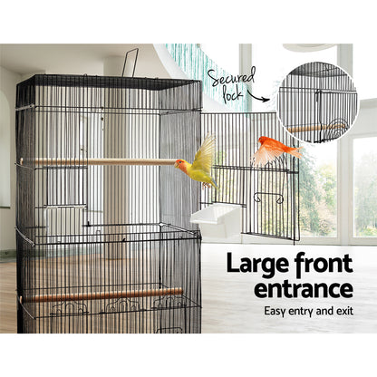 i.Pet Medium Bird Cage with Perch - Black-Pet Care &gt; Bird-PEROZ Accessories