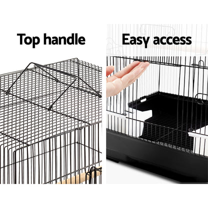 i.Pet Medium Bird Cage with Perch - Black-Pet Care &gt; Bird-PEROZ Accessories