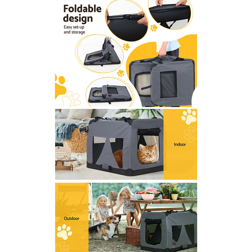 i.Pet Pet Carrier Soft Crate Dog Cat Travel Portable Cage Kennel Foldable Car M-Pet Care &gt; Dog Supplies-PEROZ Accessories