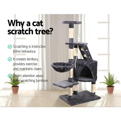 i.Pet Cat Tree 120cm Trees Scratching Post Scratcher Tower Condo House Furniture Wood Multi Level-Pet Care &gt; Cat Supplies-PEROZ Accessories
