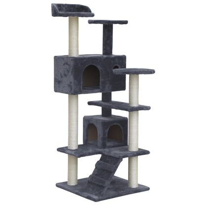i.Pet Cat Tree 134cm Trees Scratching Post Scratcher Tower Condo House Furniture Wood Grey-Pet Care &gt; Cat Supplies-PEROZ Accessories