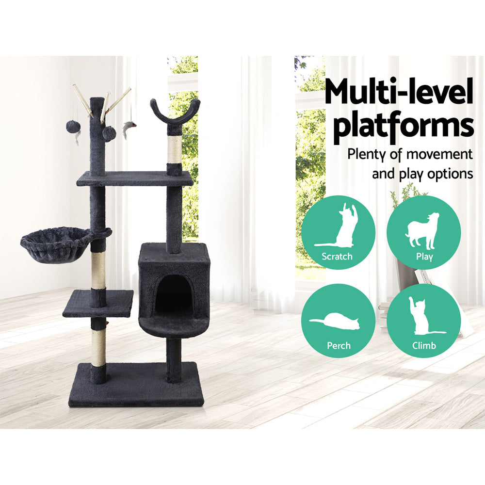 i.Pet Cat Tree 140cm Trees Scratching Post Scratcher Tower Condo House Furniture Wood-Pet Care &gt; Cat Supplies-PEROZ Accessories