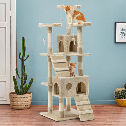 i.Pet Cat Tree 180cm Trees Scratching Post Scratcher Tower Condo House Furniture Wood Beige-Pet Care &gt; Cat Supplies-PEROZ Accessories