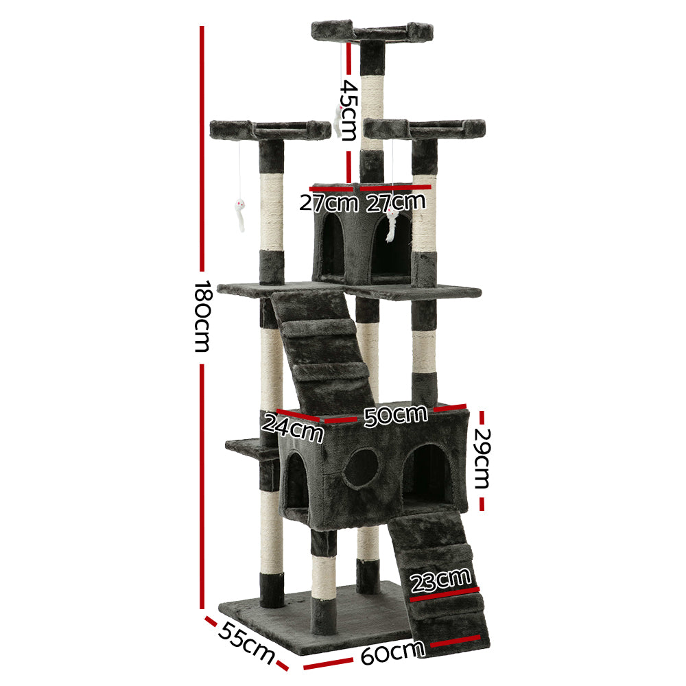i.Pet Cat Tree 180cm Trees Scratching Post Scratcher Tower Condo House Furniture Wood-Pet Care &gt; Cat Supplies-PEROZ Accessories