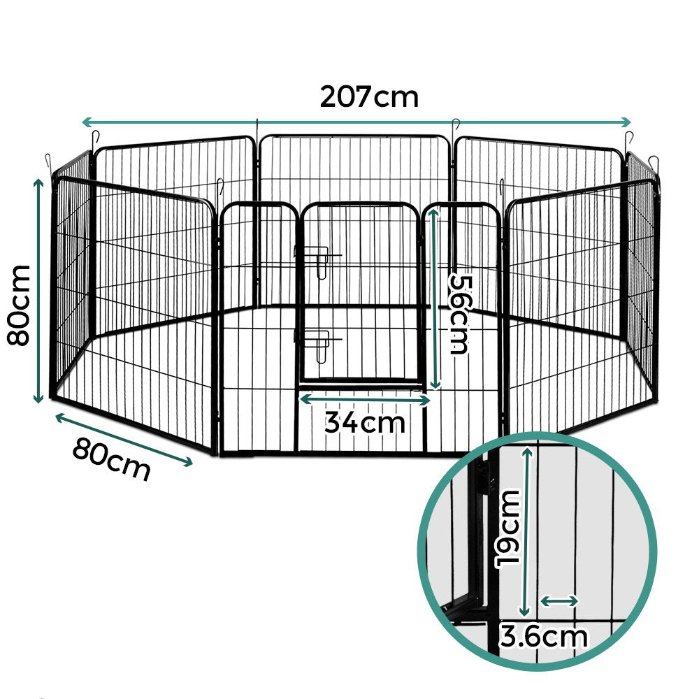 i.Pet Pet Playpen Dog Playpen 8 Panel Exercise Cage Enclosure Fence 80x80cm-Pet Care &gt; Dog Supplies-PEROZ Accessories
