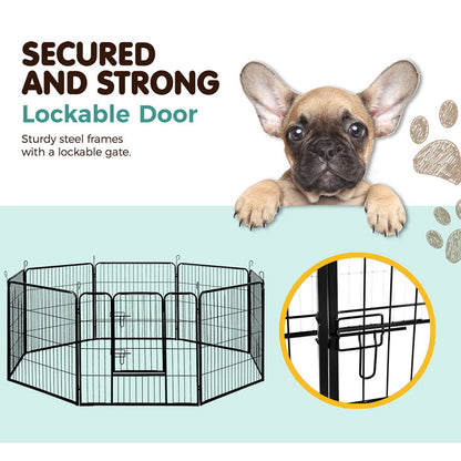 i.Pet Pet Playpen Dog Playpen 8 Panel Exercise Cage Enclosure Fence 80x80cm-Pet Care &gt; Dog Supplies-PEROZ Accessories