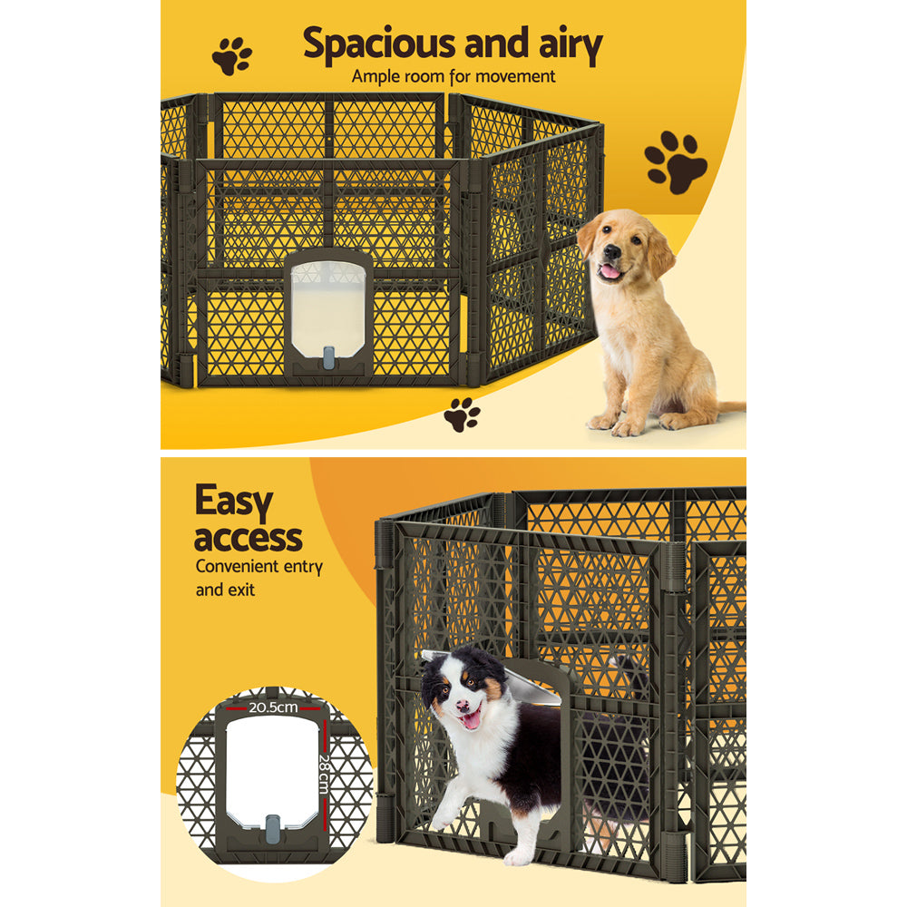 i.Pet Pet Dog Playpen Enclosure 6 Panel Fence Puppy Cage Plastic Play Pen Fold-Pet Care &gt; Toys-PEROZ Accessories