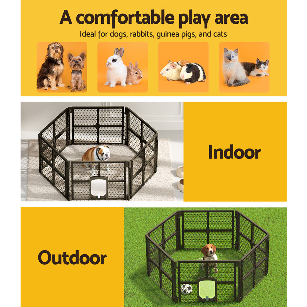 i.Pet Pet Dog Playpen Enclosure 6 Panel Fence Puppy Cage Plastic Play Pen Fold-Pet Care &gt; Toys-PEROZ Accessories