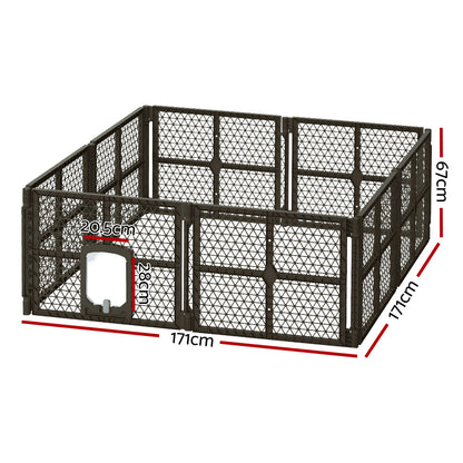 i.Pet Pet Dog Playpen Enclosure 8 Panel Fence Puppy Cage Plastic Play Pen Fold-Pet Care &gt; Dog Supplies-PEROZ Accessories