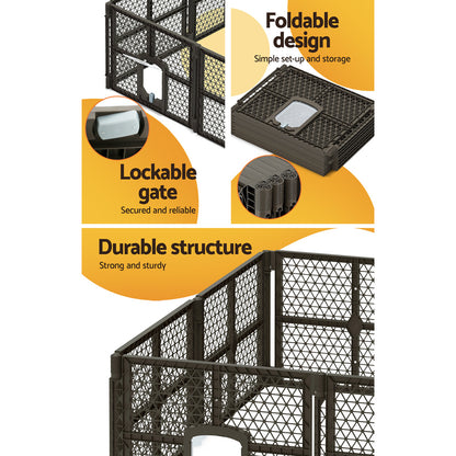 i.Pet Pet Dog Playpen Enclosure 8 Panel Fence Puppy Cage Plastic Play Pen Fold-Pet Care &gt; Dog Supplies-PEROZ Accessories