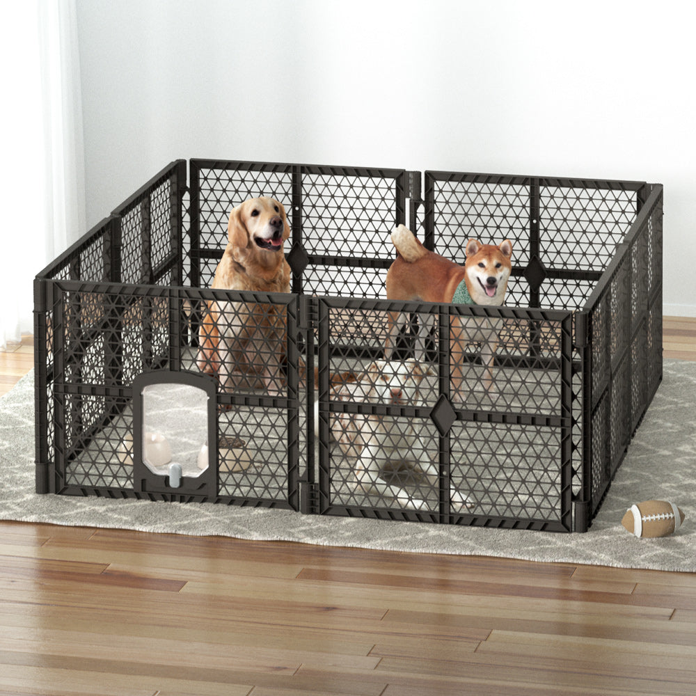 i.Pet Pet Dog Playpen Enclosure 8 Panel Fence Puppy Cage Plastic Play Pen Fold-Pet Care &gt; Dog Supplies-PEROZ Accessories