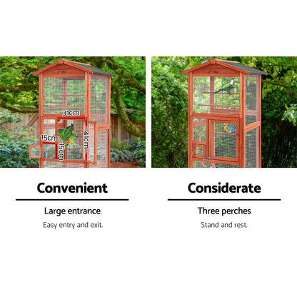 i.Pet Bird Cage Wooden Pet Cages Aviary Large Carrier Travel Canary Cockatoo Parrot XL-Pet Care &gt; Coops &amp; Hutches-PEROZ Accessories