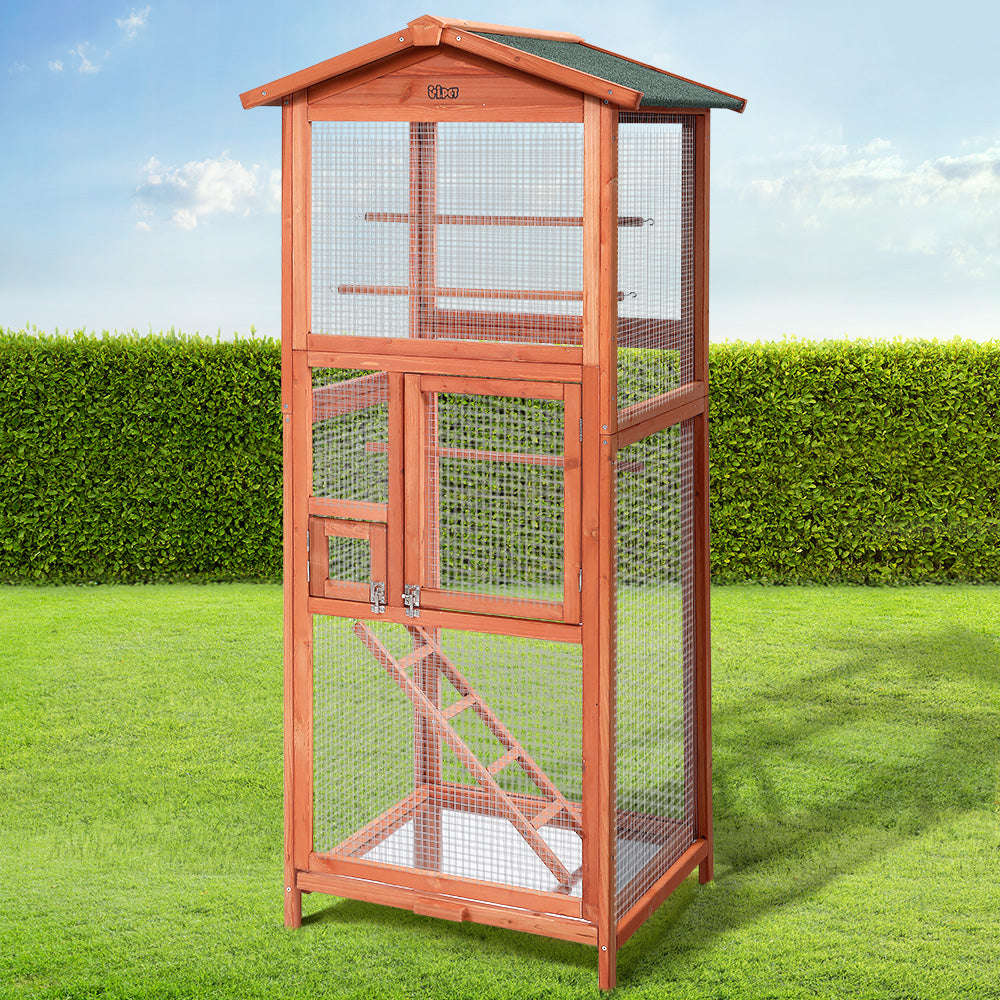 i.Pet Bird Cage Wooden Pet Cages Aviary Large Carrier Travel Canary Cockatoo Parrot XL-Pet Care &gt; Coops &amp; Hutches-PEROZ Accessories