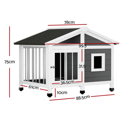 i.Pet Dog Kennel House Large Wooden Outdoor Pet Kennels Indoor Puppy Cabin Home-Pet Care &gt; Dog Supplies-PEROZ Accessories