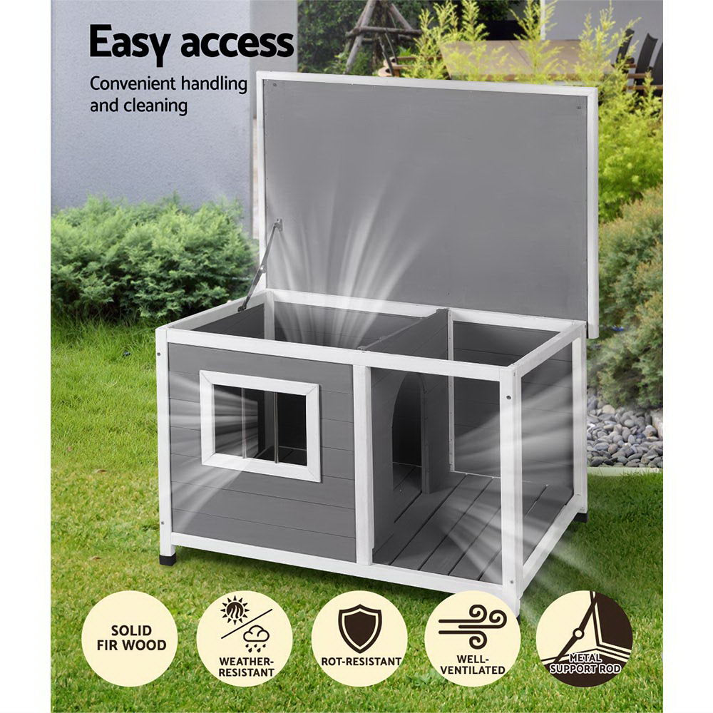 i.Pet Dog Kennel House Large Wooden Outdoor Pet Kennels Indoor Puppy Cabin Log-Pet Care &gt; Dog Supplies-PEROZ Accessories