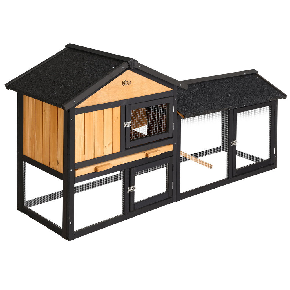 i.Pet Chicken Coop Rabbit Hutch Wooden Cage Pet Hutch 165cm x 52cm x 86cm-Pet Care &gt; Coops &amp; Hutches-PEROZ Accessories