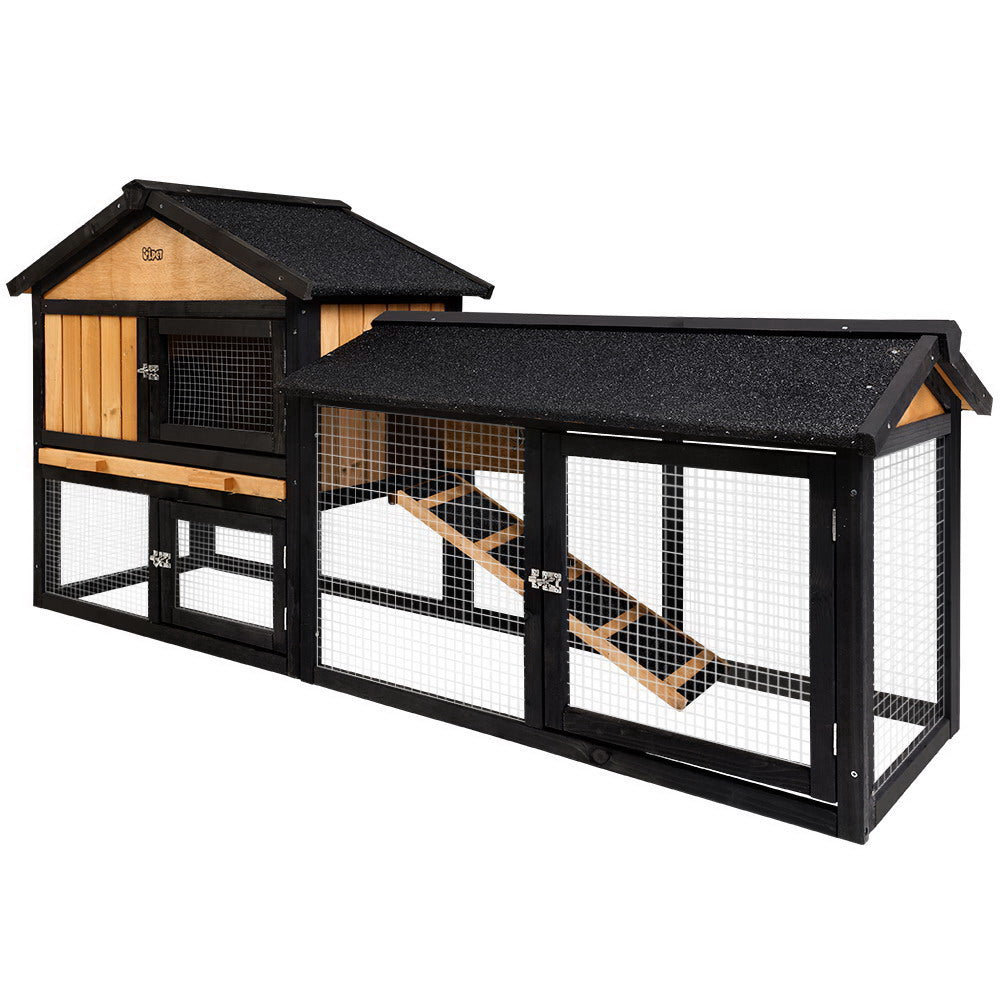 i.Pet Chicken Coop Rabbit Hutch Wooden Cage Pet Hutch 165cm x 52cm x 86cm-Pet Care &gt; Coops &amp; Hutches-PEROZ Accessories