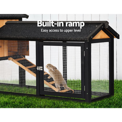 i.Pet Chicken Coop Rabbit Hutch Wooden Cage Pet Hutch 165cm x 52cm x 86cm-Pet Care &gt; Coops &amp; Hutches-PEROZ Accessories