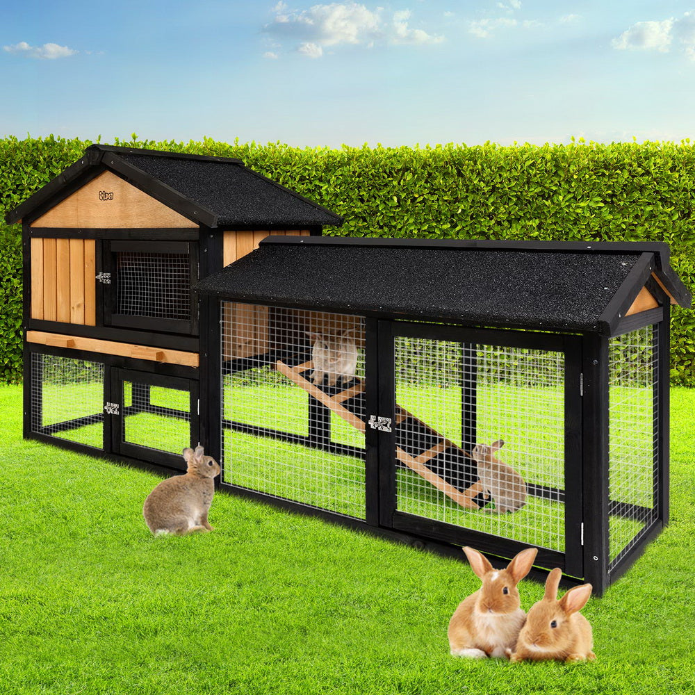 i.Pet Chicken Coop Rabbit Hutch Wooden Cage Pet Hutch 165cm x 52cm x 86cm-Pet Care &gt; Coops &amp; Hutches-PEROZ Accessories