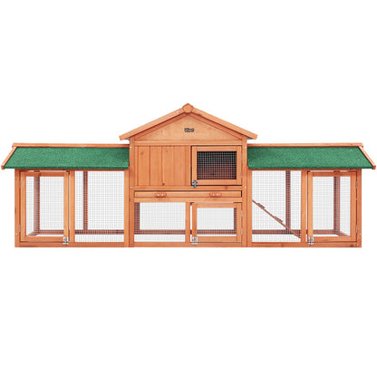 i.Pet Rabbit Hutch Chicken Coop Wooden Cage Pet Hutch 220cm x 52cm x 84cm-Pet Care &gt; Coops &amp; Hutches-PEROZ Accessories