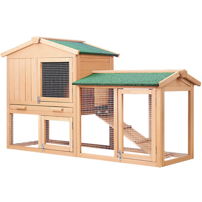 i.Pet Chicken Coop Rabbit Hutch 138cm Wide Wooden Pet Hutch-Pet Care &gt; Coops &amp; Hutches-PEROZ Accessories
