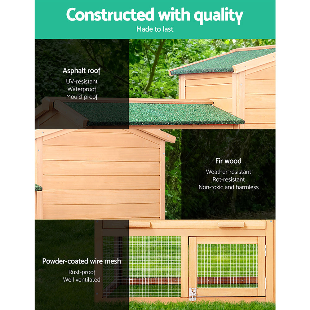 i.Pet Chicken Coop Rabbit Hutch 138cm Wide Wooden Pet Hutch-Pet Care &gt; Coops &amp; Hutches-PEROZ Accessories
