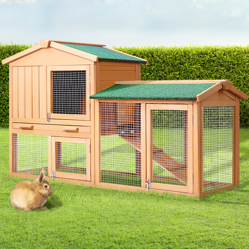 i.Pet Chicken Coop Rabbit Hutch 138cm Wide Wooden Pet Hutch-Pet Care &gt; Coops &amp; Hutches-PEROZ Accessories