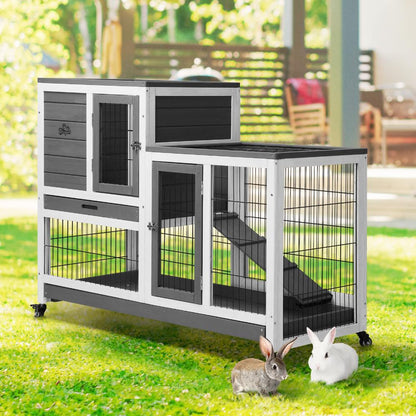 Alopet Rabbit Hutch Chichen Coop 100 x 55 x 90cm-Wooden Hutch-PEROZ Accessories