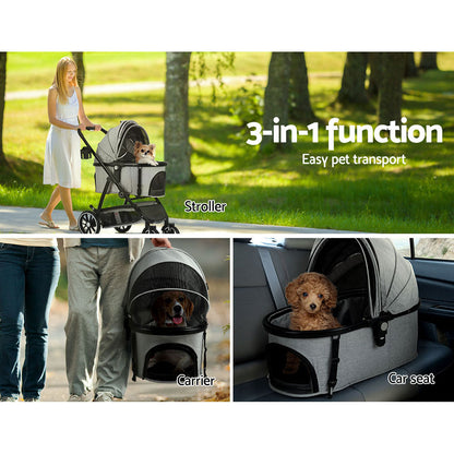 i.Pet Pet Stroller Pram Large Dog Cat Carrier Travel Pushchair Foldable 4 Wheels-Pet Care &gt; Dog Supplies-PEROZ Accessories