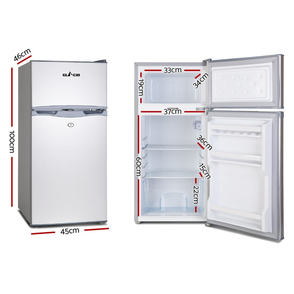 Glacio 100L Portable Fridge Bar Freezer Cooler Upright 12V/24V/240V Caravan Car Silver-Appliances &gt; Fridges-PEROZ Accessories