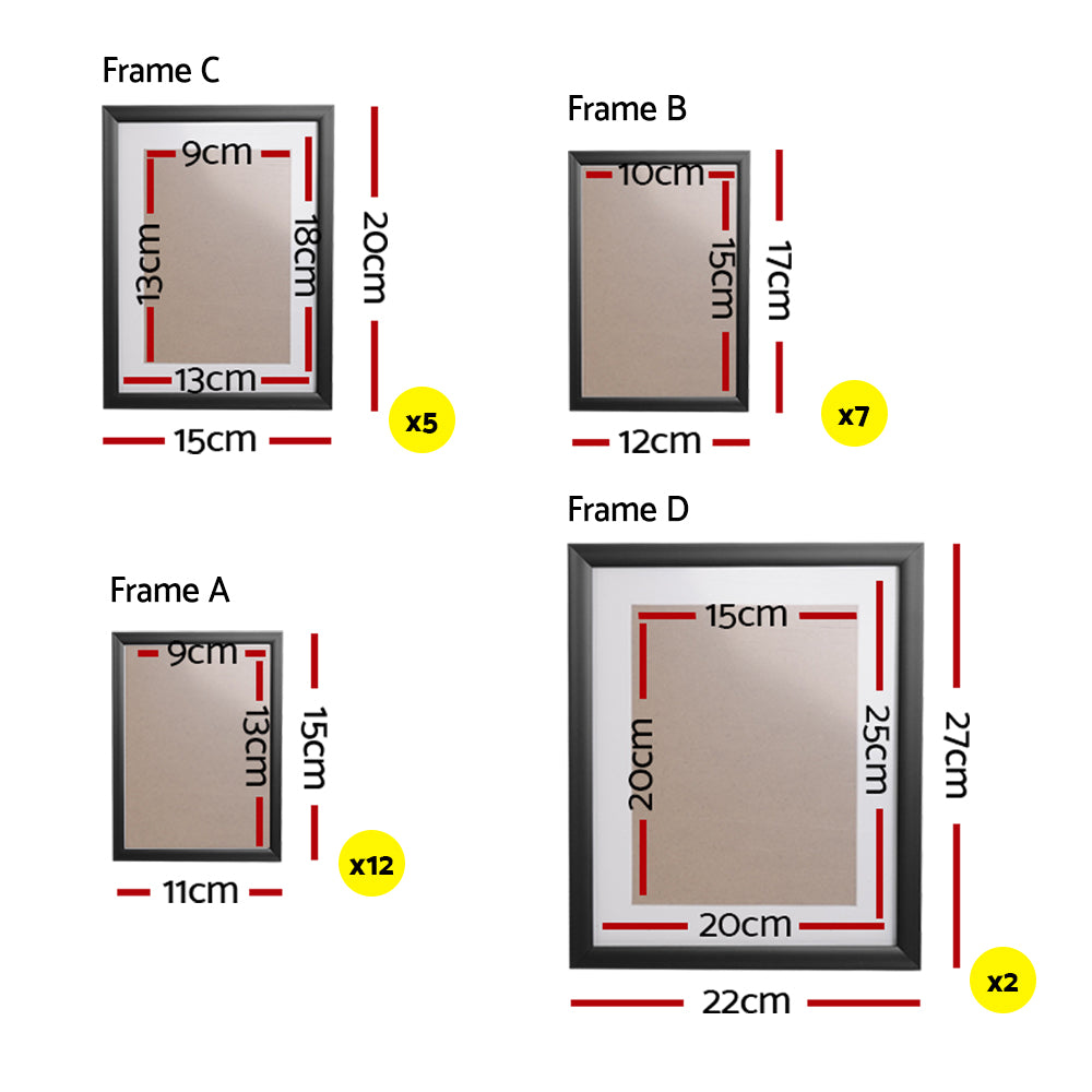 Artiss Photo Frames 26PCS 8x10in 5x7in 4x6in 3.5x5in Hanging Wall Frame Black-Home &amp; Garden &gt; DIY - Peroz Australia - Image - 2