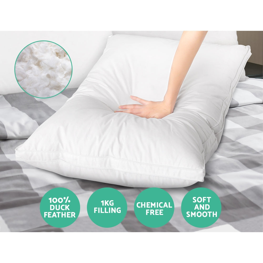Giselle Bedding Duck Feather Down Twin Pack Pillow-Home &amp; Garden &gt; Bedding-PEROZ Accessories