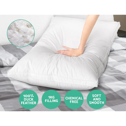Giselle Bedding Duck Feather Down Twin Pack Pillow-Home &amp; Garden &gt; Bedding-PEROZ Accessories