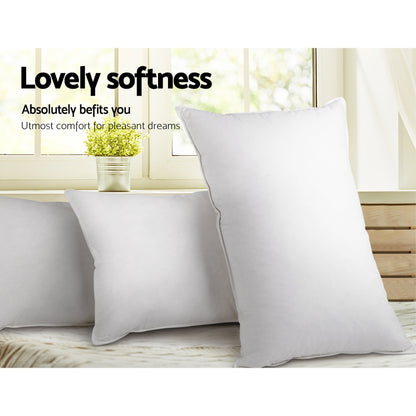 Giselle Bedding Set of 2 Duck Down Pillow - White-Home &amp; Garden &gt; Bedding-PEROZ Accessories