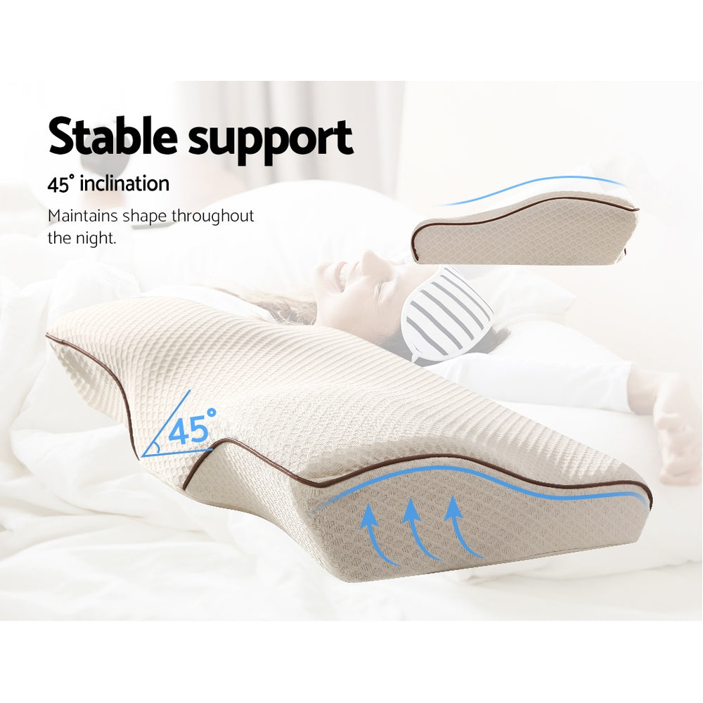 Giselle Memory Foam Pillow Neck Pillows Contour Rebound Pain Relief Support-Home &amp; Garden &gt; Bedding-PEROZ Accessories