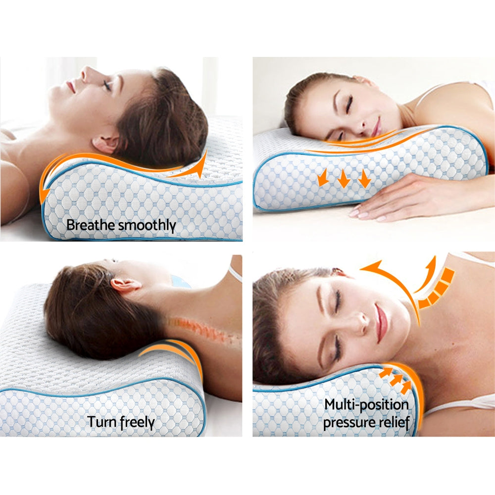 Giselle Memory Foam Pillow Ice Silk Cover Contour Pillows Cool Cervical Support-Home &amp; Garden &gt; Bedding-PEROZ Accessories