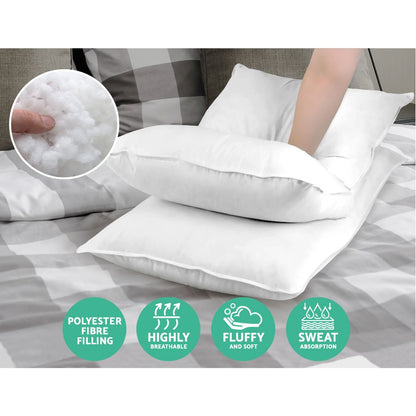 Giselle Bedding King Size 4 Pack Bed Pillow Medium*2 Firm*2 Microfibre Fiiling-Home &amp; Garden &gt; Bedding-PEROZ Accessories
